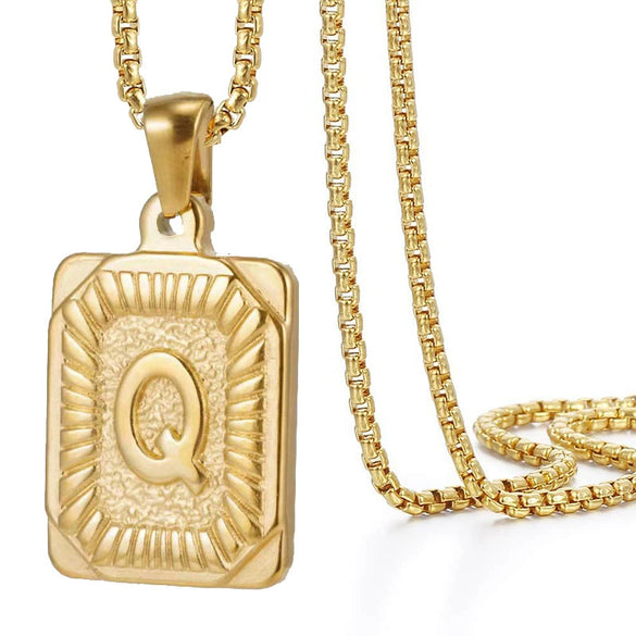 Wholesale Hip Hop 316L Stainless Steel Letter Pendant Necklace With Pearl Chain And Electroplating Treatment