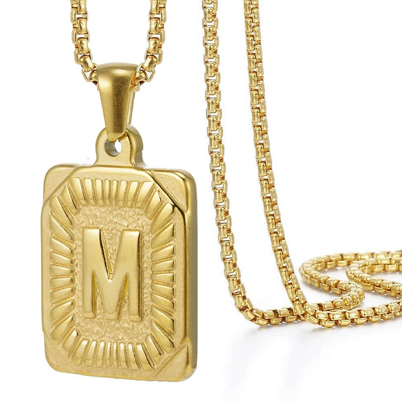 Wholesale Hip Hop 316L Stainless Steel Letter Pendant Necklace With Pearl Chain And Electroplating Treatment