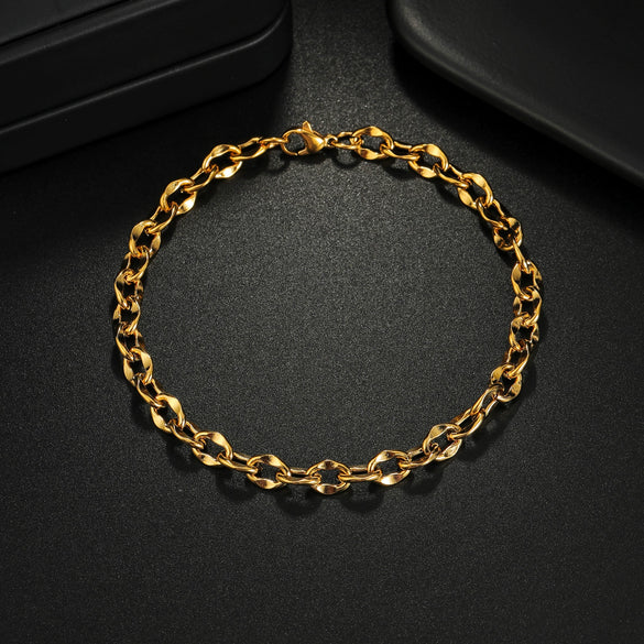 Wholesale Hip Hop Trend Cuban Chain Twist Unisex Stainless Steel Geometric Style Electroplated Bracelet Jewelry