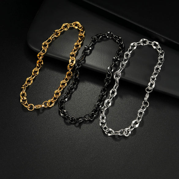 Wholesale Hip Hop Trend Cuban Chain Twist Unisex Stainless Steel Geometric Style Electroplated Bracelet Jewelry