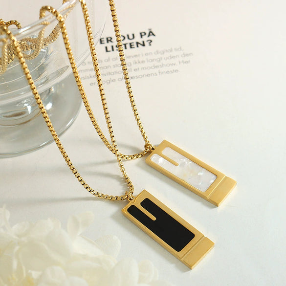 Wholesale Hip Hop Trendy Street Art Style 316L Stainless Steel Geometric Necklace With Gold Plated Electroplating For Women