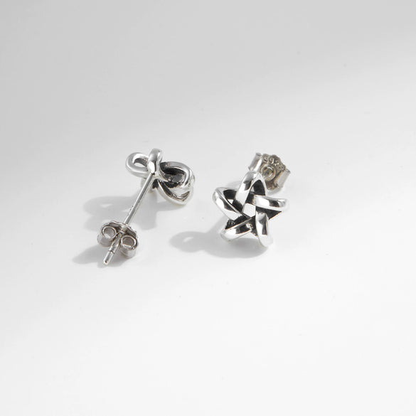 Wholesale Hip Hop Vintage Style S925 Silver Fivepointed Star Earrings For Women