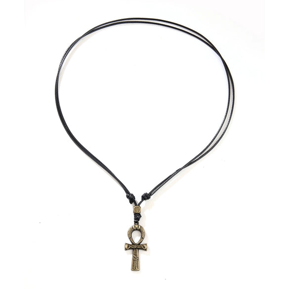 Wholesale Hip Hop Zinc Alloy Egyptian Cross Pendant Unisex Adjusting Necklace