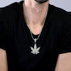 Wholesale Hip Hop Zircon Inlaid Copper Leaf Pendant Necklace With Melon Seed Clasp