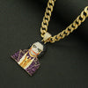Wholesale Hiphop Alloy Clown Pendant Necklace With Threedimensional Diamondencrusted And Geometric Pattern On Cuban Chain For Men