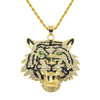 Wholesale Hiphop Alloy Necklace With Exaggerated Green Eyes Head Pendant And Diamond Design Styling With Animals And Zodiac For Men
