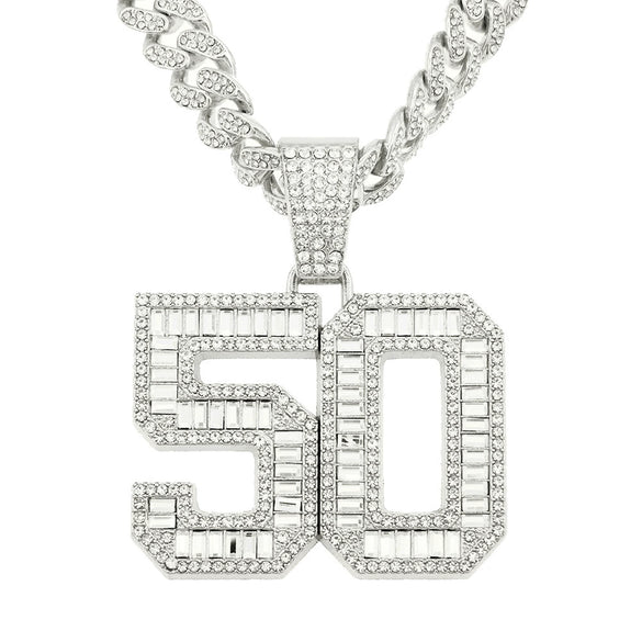 Wholesale Hiphop Alloy Pendant Necklace With Diamond Inlay And Letters Numbers Text Pattern On Cuban Chain For Men