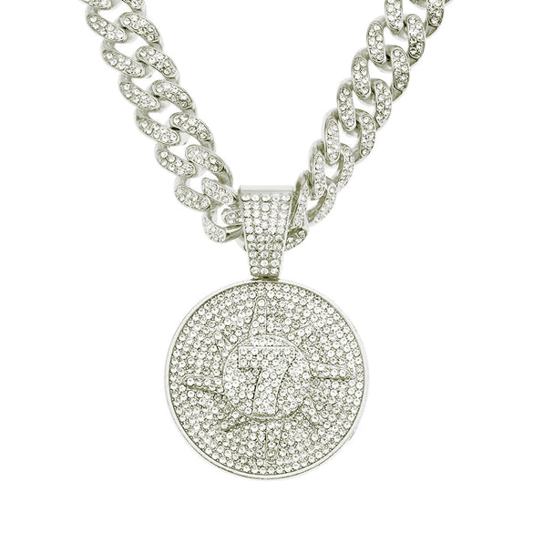Wholesale Hiphop Alloy Pendant Necklace With Diamondencrusted Letters Numbers Text And Cuban Chain