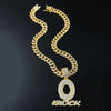 Wholesale Hiphop Alloy Rhinestone O Letter Pendant Necklace With Cuban Chain For Men