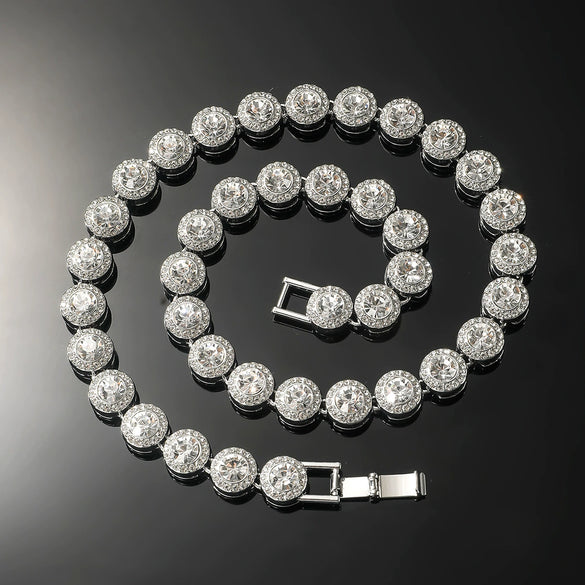 Wholesale Hiphop Alloy Round Geometric Rhinestone Stitching Diamond Necklace For Men
