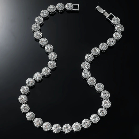 Wholesale Hiphop Alloy Round Geometric Rhinestone Stitching Diamond Necklace For Men