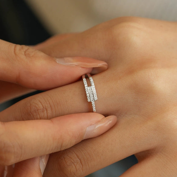 Wholesale Hiphop Asymmetric Moissanite Ring For Female S925 Sterling Silver With Geometric Design