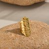 Wholesale Hiphop Casual Texture Ring Jewelry In Stainless Steel With Geometric Design And Electroplating