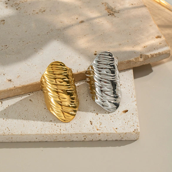 Wholesale Hiphop Casual Texture Ring Jewelry In Stainless Steel With Geometric Design And Electroplating