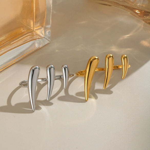 Wholesale Hiphop Claw Open Ring Geometric Stainless Steel Hand Jewelry For Women Electroplated