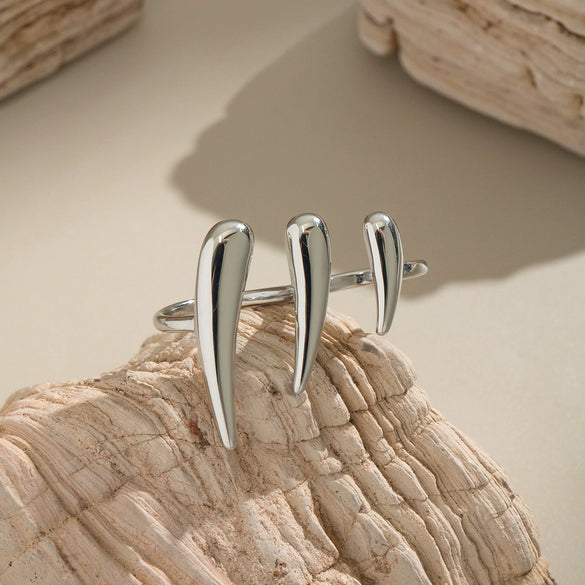 Wholesale Hiphop Claw Open Ring Geometric Stainless Steel Hand Jewelry For Women Electroplated
