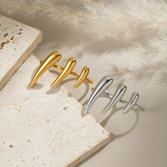 Wholesale Hiphop Claw Open Ring Geometric Stainless Steel Hand Jewelry For Women Electroplated