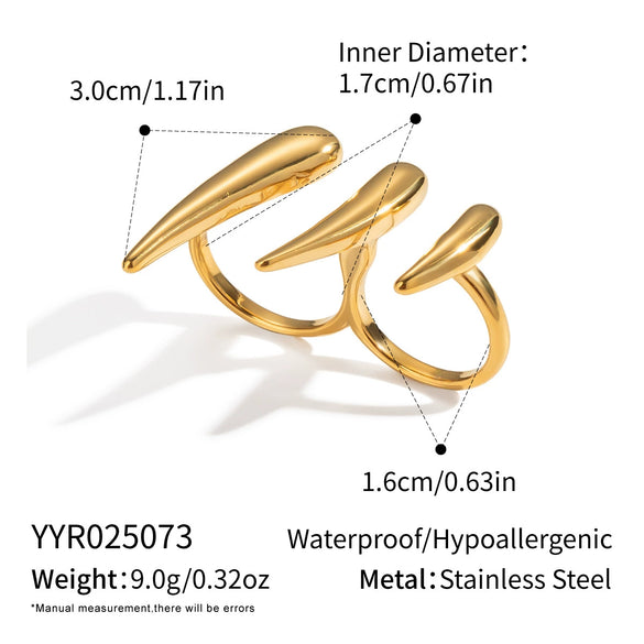 Wholesale Hiphop Claw Open Ring Geometric Stainless Steel Hand Jewelry For Women Electroplated
