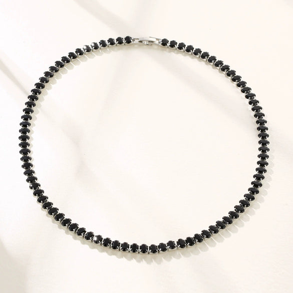Wholesale Hiphop Copper Inlaid Zircon Necklace Geometric Style Oval Pendant Ball Chain For Women