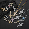 Wholesale Hiphop Cross Copper Zircon Pendant Necklace