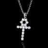 Wholesale Hiphop Cross Copper Zircon Pendant Necklace