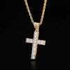 Wholesale Hiphop Cross Copper Zircon Pendant Necklace
