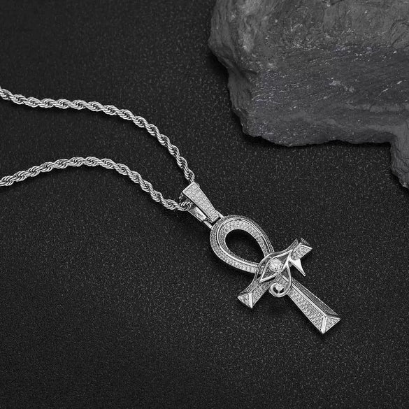 Wholesale Hiphop Cross Copper Zircon Pendant Necklace