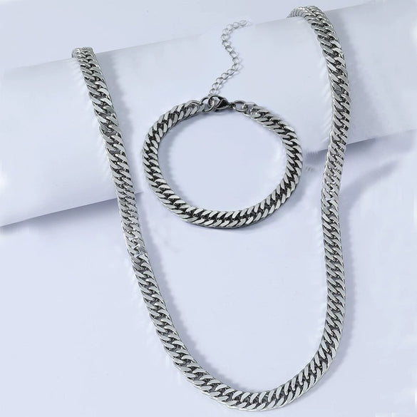 Wholesale Hiphop Cuban Chain Necklace Titanium Steel Geometric Electroplated Jewelry
