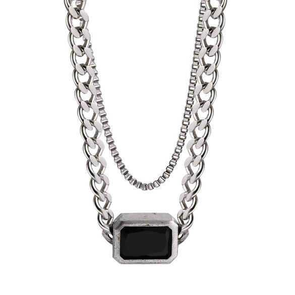 Wholesale Hiphop Fashion Stainless Steel Geometric Pendant Clavicle Chain Necklace For Women Electroplated Metal Accessories