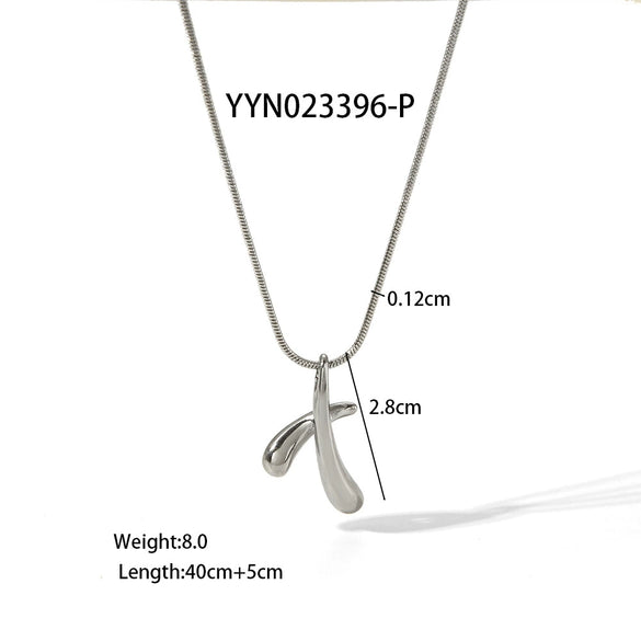 Wholesale Hiphop Female Stainless Steel And Titanium Steel Necklace With Cross Chain And Pendant In Letters Numbers Text Pattern And Pvd Furnace Real Gold Electroplating