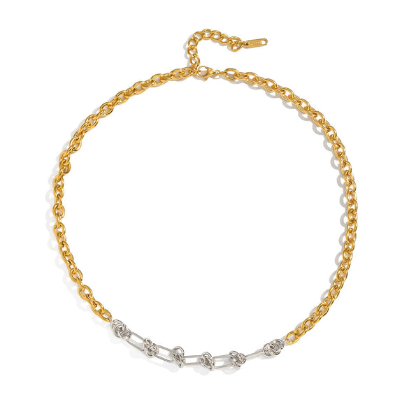 Wholesale Hiphop Future Style Geometric Stainless Steel 18K Real Gold Plated Handmade Chain Necklace For Women