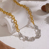 Wholesale Hiphop Future Style Geometric Stainless Steel 18K Real Gold Plated Handmade Chain Necklace For Women