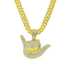 Wholesale Hiphop Geometric Rhinestone Alloy Pendant Necklace With Cuban Chain For Men