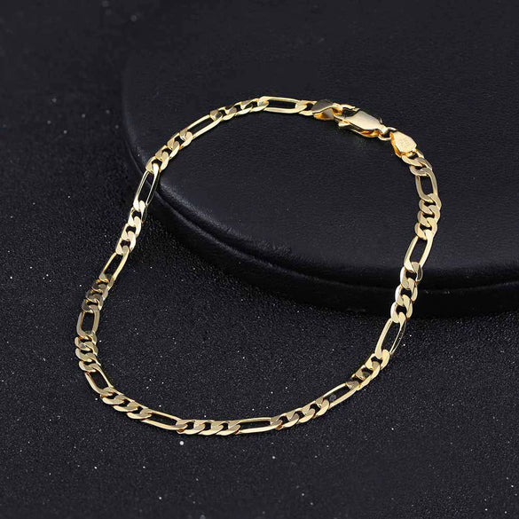 Wholesale Hiphop Geometric S925 Sterling Silver Bracelet Electroplated Figaro Chain Jewelry
