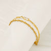 Wholesale Hiphop Geometric Stainless Steel 18K Gold Plated Double Layer Pig Nose Water Wave Chain Zircon Bracelet For Women