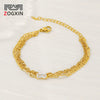 Wholesale Hiphop Geometric Stainless Steel 18K Gold Plated Double Layer Pig Nose Water Wave Chain Zircon Bracelet For Women