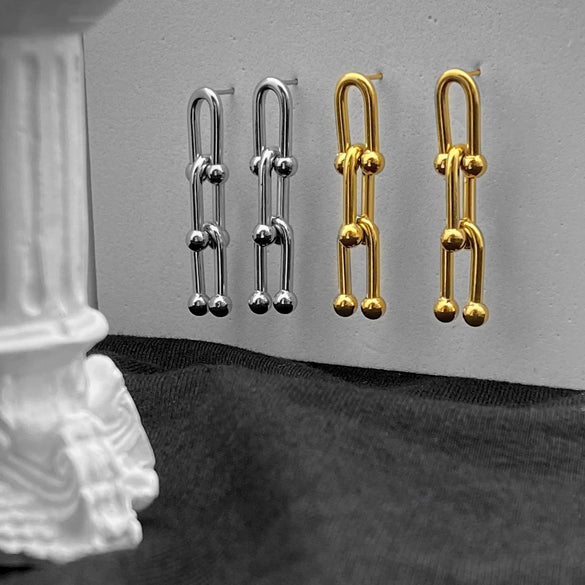 Wholesale Hiphop Geometric Titanium Steel Ushaped Horseshoe Buckle Polished Earrings For Men And Women