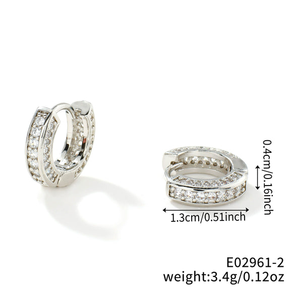 Wholesale Hiphop Ins Trendy Zircon Microinlaid Geometric Copper Ring Earrings For Men And Women