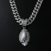 Wholesale Hiphop Jewelry Alloy Rugby Geometric Full Diamond Pendant Necklace For Men