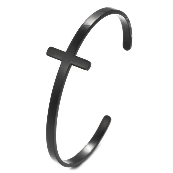 Wholesale Hiphop Jewelry Titanium Steel Geometric Open Cross Bracelet Unisex Simple Style