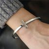 Wholesale Hiphop Jewelry Titanium Steel Geometric Open Cross Bracelet Unisex Simple Style