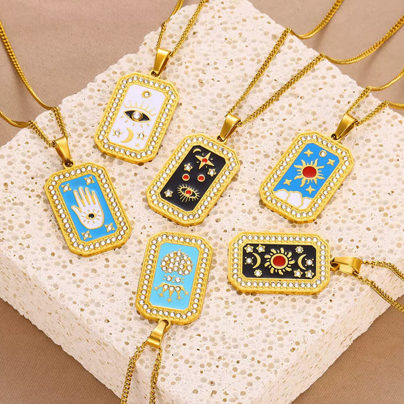 Wholesale Hiphop Long Sweater Chain Devil's Eye Titanium Steel Electroplating Unisex Water Whip Chain