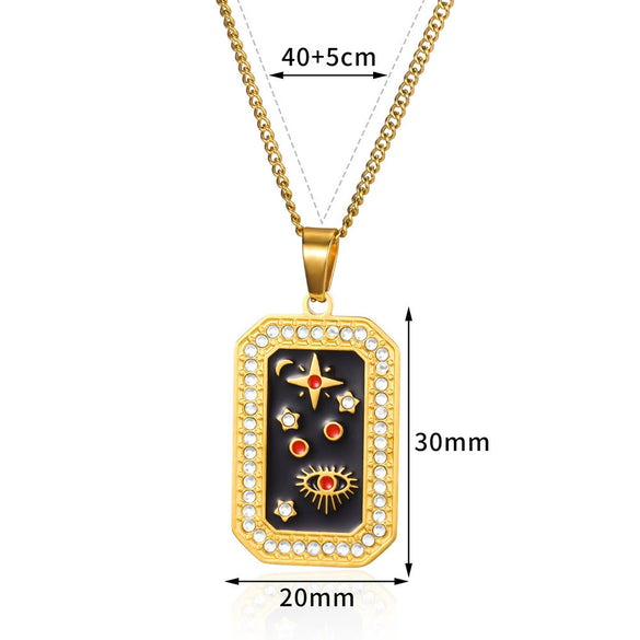 Wholesale Hiphop Long Sweater Chain Devil's Eye Titanium Steel Electroplating Unisex Water Whip Chain