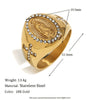 Wholesale Hiphop Men's Stainless Steel 18K Gold Plated Geometric Pattern Bracelet And Ring