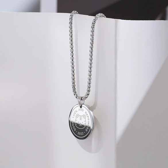 Wholesale Hiphop Personality Pendant Titanium Steel Necklace With Geometric Design For Men And Women
