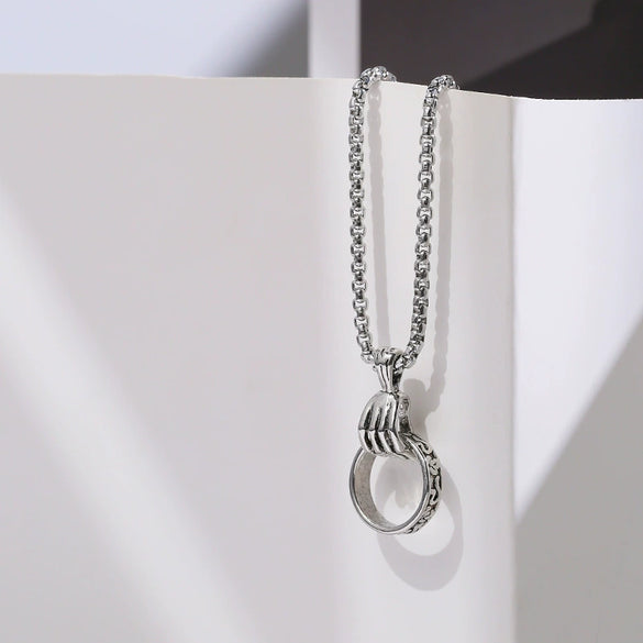 Wholesale Hiphop Personality Pendant Titanium Steel Necklace With Geometric Design For Men And Women