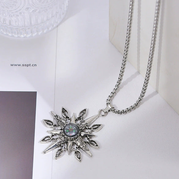 Wholesale Hiphop Personality Pendant Titanium Steel Necklace With Geometric Design For Men And Women