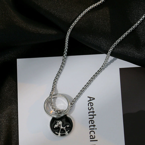 Wholesale Hiphop Personality Pendant Titanium Steel Necklace With Geometric Design For Men And Women