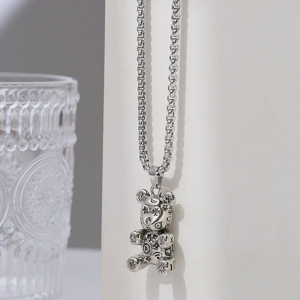 Wholesale Hiphop Personality Pendant Titanium Steel Necklace With Geometric Design For Men And Women