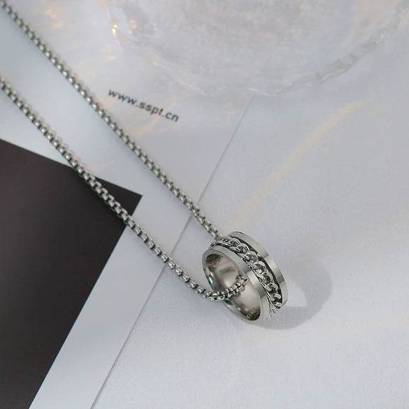 Wholesale Hiphop Personality Pendant Titanium Steel Necklace With Geometric Design For Men And Women